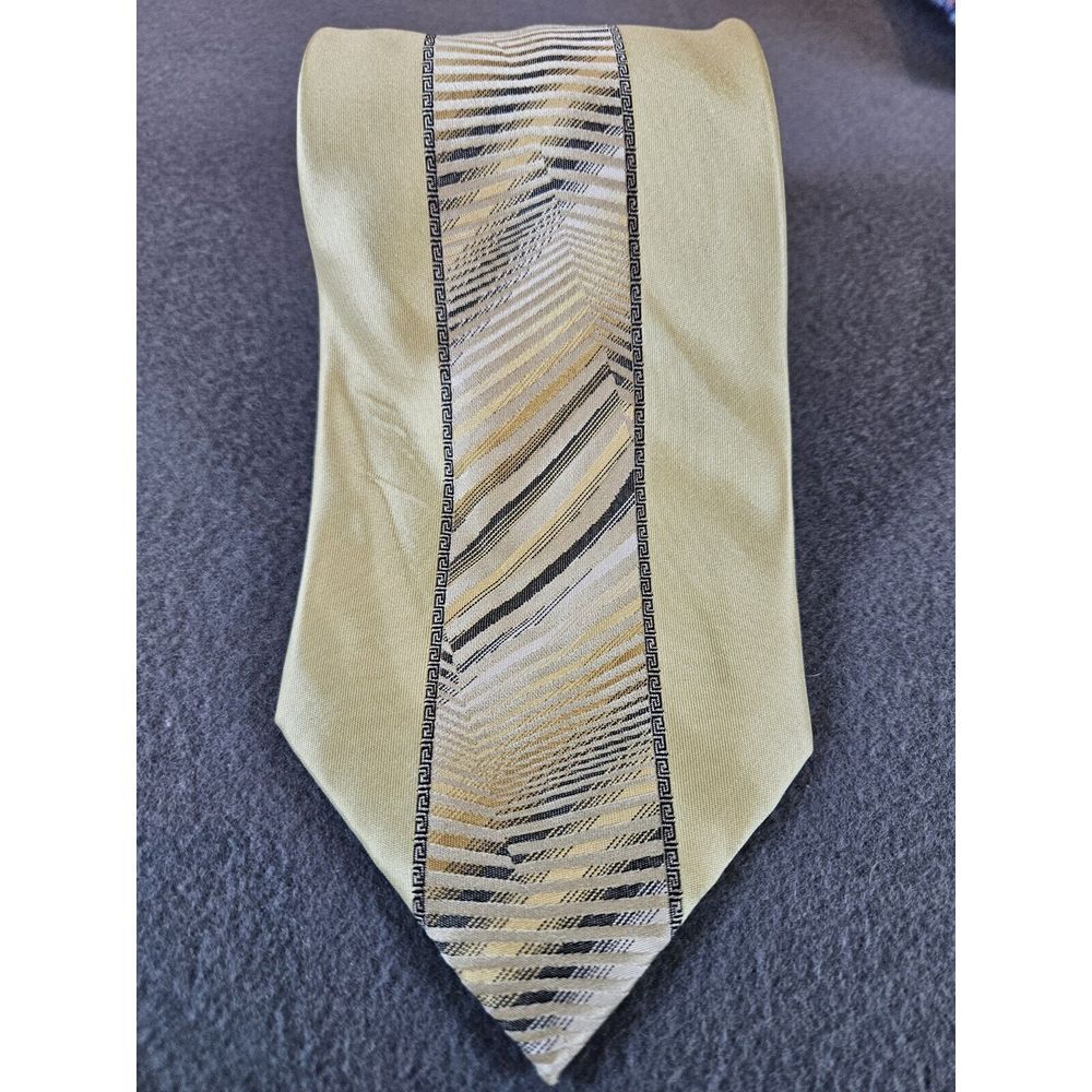 Steven Land Tie Gold Black Silver Copper‎ Geometric Silk Necktie Art Deco 62x4